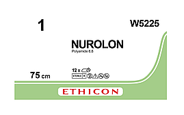 Хірургічна нитка Ethicon Нуролон (Nurolon) 1, 10 шт. по 75 см, без голки W5225