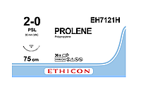 Хирургическая нить Ethicon Пролен (Prolene) 2/0, длина 75 см, обр.-реж. игла 30 мм, EH7121H