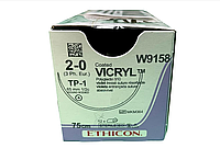 Хирургическая нить Ethicon Викрил (Vicryl) 2/0, длина 75 см, кол. игла 65 мм, W9158