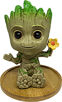 Горшочек для цветов и канцелярии Грут Groot G8 Малыш с цветком и круглой подставкой