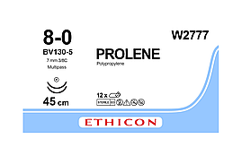 Хірургічна нитка Ethicon Пролен (Prolene) 8/0, довжина 45 см, 2 кільк. голки 6,5 мм, W2777