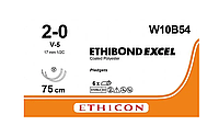 Хирургическая нить Ethicon Этибонд Эксель (Ethibond Excel) 2/0, PTFE 10 шт по 75 см, 2 кол-реж. иглы 17 мм W10