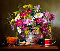 Картины по номерам букет в вазе Цветы и лакомство (LC40065)
