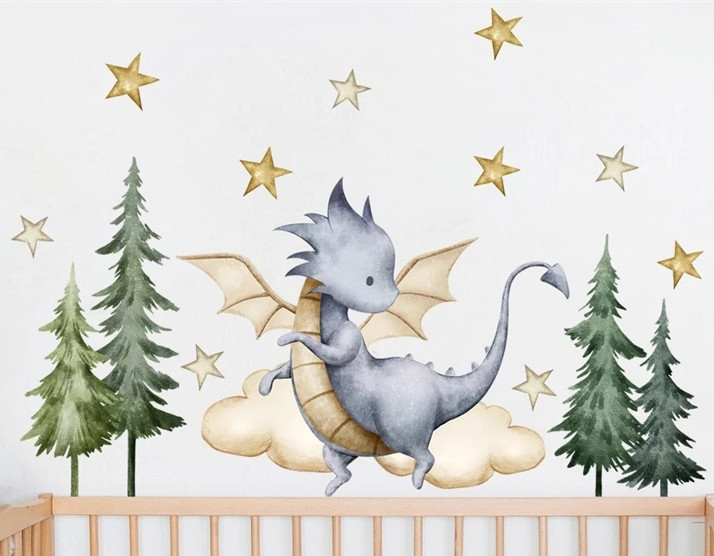 Вінілові наклейки на стіну BRUP Дракончик (2 аркуші 30 х 60 см) Б249-11