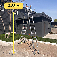 2-х секційна драбина 6 метрів складна, алюмінієва драбина 12 сходин