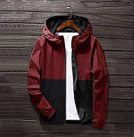 Куртка мужская весенняя осенняя с капюшоном плащевка Boss V5 черно-красная Ветровка легкая весна осень лето