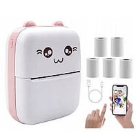 Портативный термопринтер Bambi Cat Mini printer Розовый