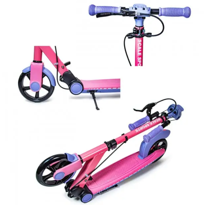 Дитячий складаний міський самокат "SCALE SPORTS SS-19 612028921" з колесами 180 мм (рожевий)