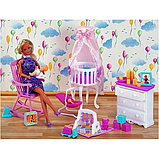 Ігровий набір меблі для ляльок Барбі Gloria 9929 Дитяче ліжко комод крісло іграшки, фото 4