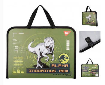 Папка-портфель Yes FC на блискавці з тканинними ручками "Jurassic World" хакі 492242