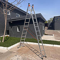 Алюмінієва драбина 6 метрів складна двостороння стремянка 12 сходин