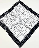 Брендовый шелковый платок BULGARI Булгари 2024 года!. Молодежный весенний платок с ручной подшивкой Бело - Черный