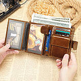 Чоловічий гаманець із натуральної шкіри. Шкіряний гаманець чоловічий портмоне зі шкіри Коричневий, фото 8
