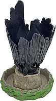 Горшочек для цветов и канцелярии Грут Groot G10 Черный череп + подставка пень (F-S)