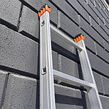 Алюмінієва драбина приставна односекційна 3 м 9 сходин Техпром, фото 3