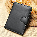 Чоловічий гаманець із натуральної шкіри. Шкіряний гаманець чоловічий портмоне зі шкіри Чорний, фото 2