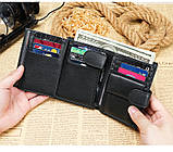 Чоловічий гаманець із натуральної шкіри. Шкіряний гаманець чоловічий портмоне зі шкіри Чорний, фото 5