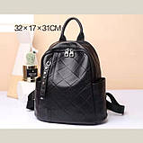 Рюкзак жіночий шкіряний міський стильний. Рюкзак із натуральної шкіри (чорний), фото 3