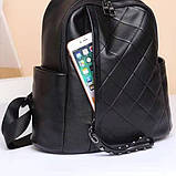Рюкзак жіночий шкіряний міський стильний. Рюкзак із натуральної шкіри (чорний), фото 5