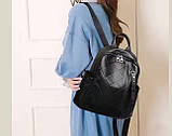 Рюкзак жіночий шкіряний міський стильний. Рюкзак із натуральної шкіри (чорний), фото 2