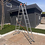 Двохсекційна драбина алюмінієва 5 метрів, стрем’янка 10 сходинок, фото 3