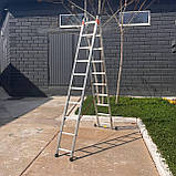 Двохсекційна драбина алюмінієва 5 метрів, стрем’янка 10 сходинок, фото 2
