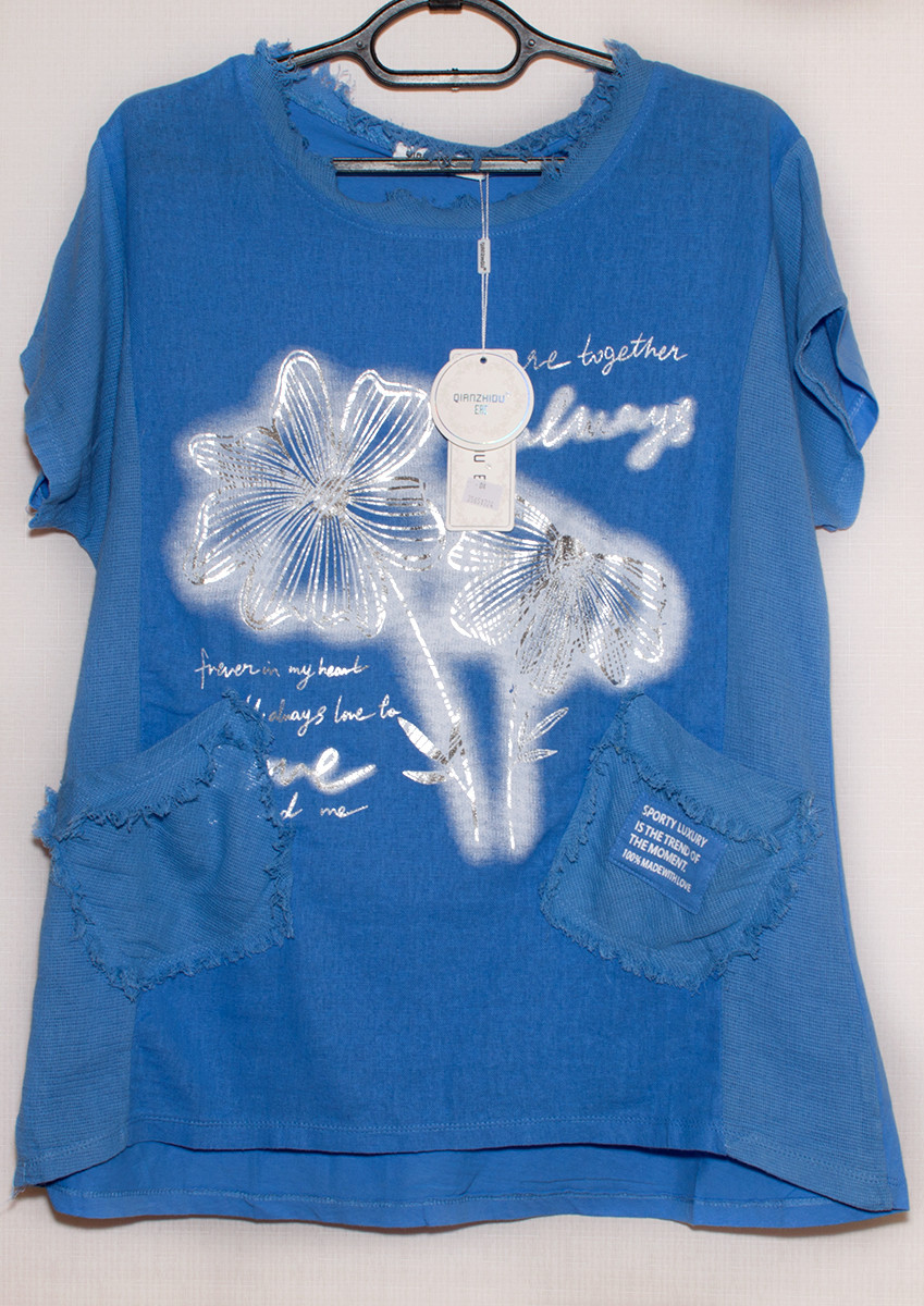 Жіноча літня футболка з круглим вирізом та коротким рукавом  3XL,,4XL5XL,6XL