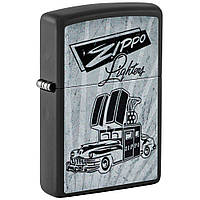 Зажигалка бензиновая Zippo 218 Car Ad Design Черно-серая (48572) NX, код: 8170852