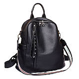 Рюкзак жіночий шкіряний міський стильний. Рюкзак із натуральної шкіри (чорний), фото 2