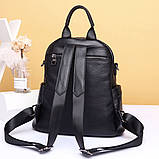 Рюкзак жіночий шкіряний міський стильний. Рюкзак із натуральної шкіри (чорний), фото 7