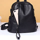 Рюкзак жіночий шкіряний міський стильний. Рюкзак із натуральної шкіри (чорний), фото 5