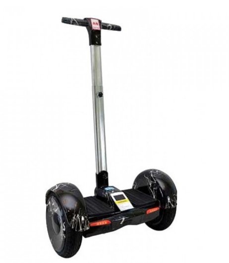 Гіроскутер із ручкою А8 Smart Balance 10.5" чорна блискавка, фото 1