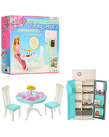 Кукольная мебель Gloria Столовая 2812 мебеля для кукол Барби в комплекте стол стул холодильник
