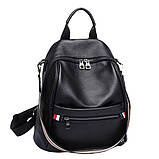 Рюкзак жіночий шкіряний міський стильний. Рюкзак із натуральної шкіри Чорний, фото 2