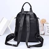 Рюкзак жіночий шкіряний міський стильний. Рюкзак із натуральної шкіри Чорний, фото 4