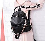 Рюкзак жіночий шкіряний міський стильний. Рюкзак із натуральної шкіри Чорний, фото 5
