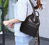 Рюкзак жіночий шкіряний міський стильний. Рюкзак із натуральної шкіри Чорний, фото 2