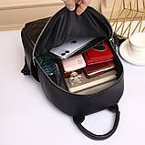 Рюкзак жіночий шкіряний міський стильний. Рюкзак із натуральної шкіри Чорний, фото 6