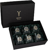 Подарочный набор бокалов для виски «Охота» Boss Crystal, 6 шт, платина, серебро, золото, хрусталь