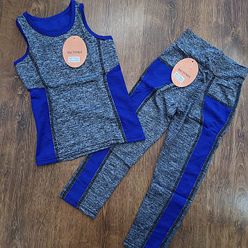 Дитячі фітнес-костюмчики(майка та лосини)"Ласточка" Art: 00-2 4-6 років Сіро-Синій