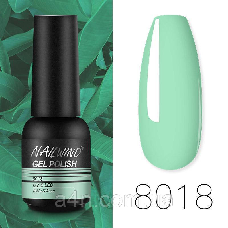 Nailwind салатовий гель-лак 8 мл. - нейл вінд гель лак для нігтів 8018, фото 1
