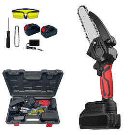 Електропила ланцюгова з 2 акумуляторами 21V в кейсі Ручна міні акумуляторна пилка для саду та дому
