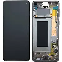 Дисплей для Samsung G973/S10 (GH82-18850A) модуль (экран,сенсор) с рамкой, сервисный оригинал, Черный