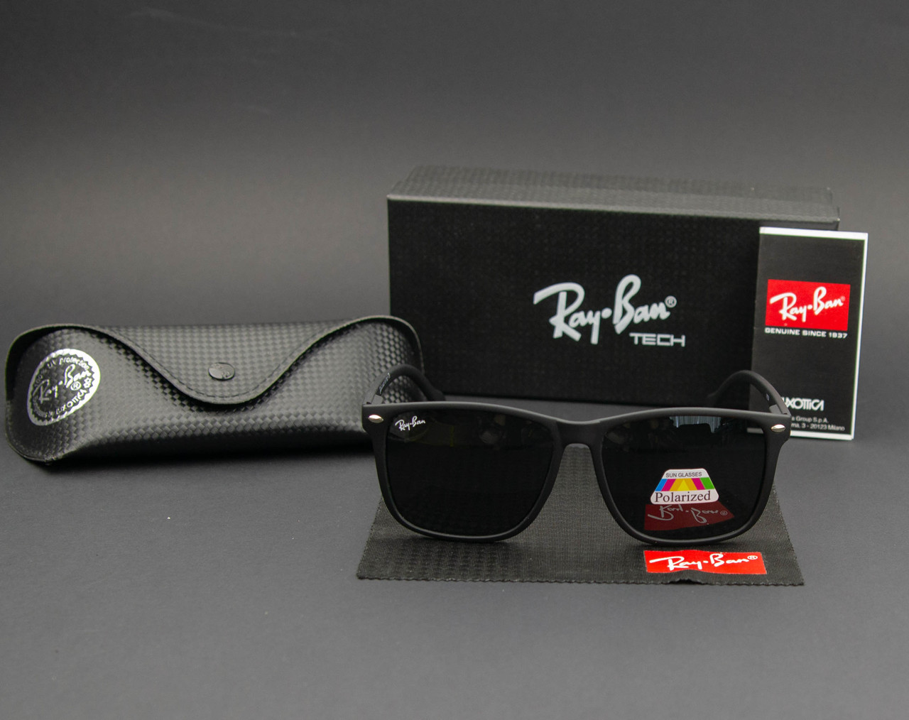 Сонцезахисні окуляри RAY BAN Wayfarer поляризаційні антивідблискові UV400 (арт. 7004) чорні матові