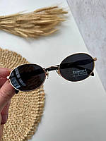 Женские солнцезащитные очки овальные в металлической оправе с поляризацией 1AK6001