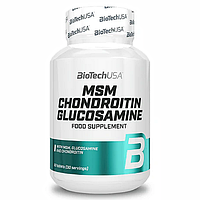 BioTech USA MSM Chondroitin Glucosamine 60 таблеток, для суглобів, зв'язок і хрящів, глюкозамін, хондроїтин, мсм