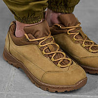 Летние кроссовки из натуральной кожи Койот/ Тактические армейские кожаные кроссовки/ Военные кроссовки на лето