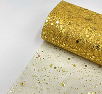 Фатин в рулоне с глиттером и блестками (15 см х 8 м) Золото