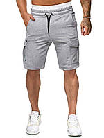 Стильные мужские шорты серый меланж летние спортивные, молодежные повседневные трикотажные шорты с карманами