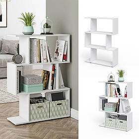 Полиця для книг підлогова з ламінованого ДСП Стелаж змійка відкритого типу на 3 комірки для дому та офісу